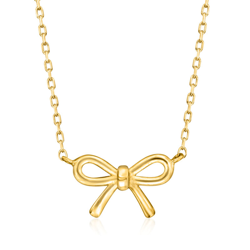 18kt Gold Vermeil Bow Necklace. 16&quot; image number 1