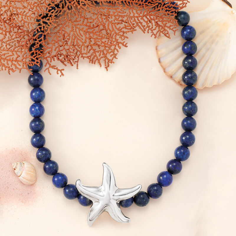Lapis Starfish Necklace in Sterling Silver image number 2