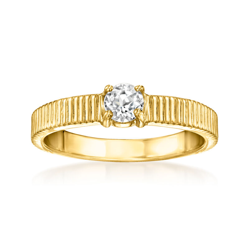 .20 Carat White Topaz Ridged Ring in 18kt Gold Over Sterling image number 0