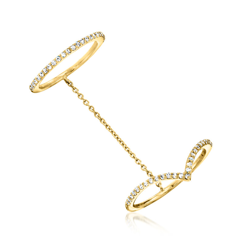 .25 ct. t.w. Diamond Chevron Double-Band Ring in 18kt Gold Over Sterling image number 2