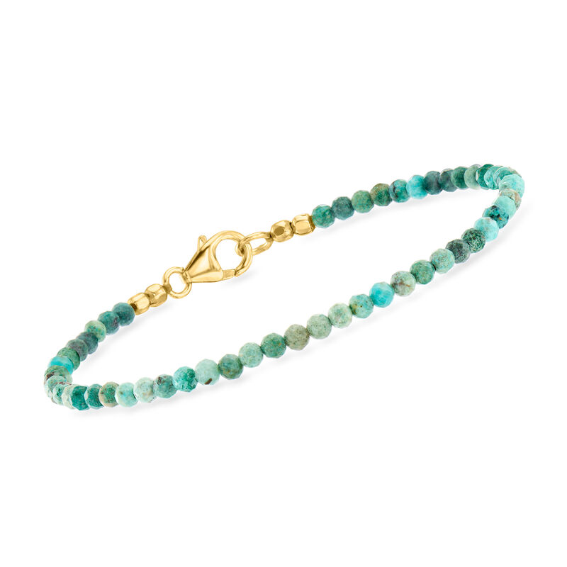 Green Turquoise Bead Bracelet in 18kt Gold Over Sterling image number 0