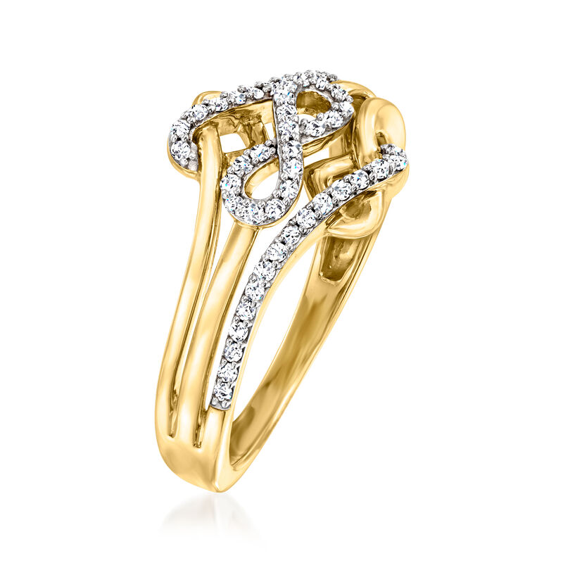 .20 ct. t.w. Diamond Infinity Symbol and Love Knot Ring in 14kt Yellow Gold image number 2