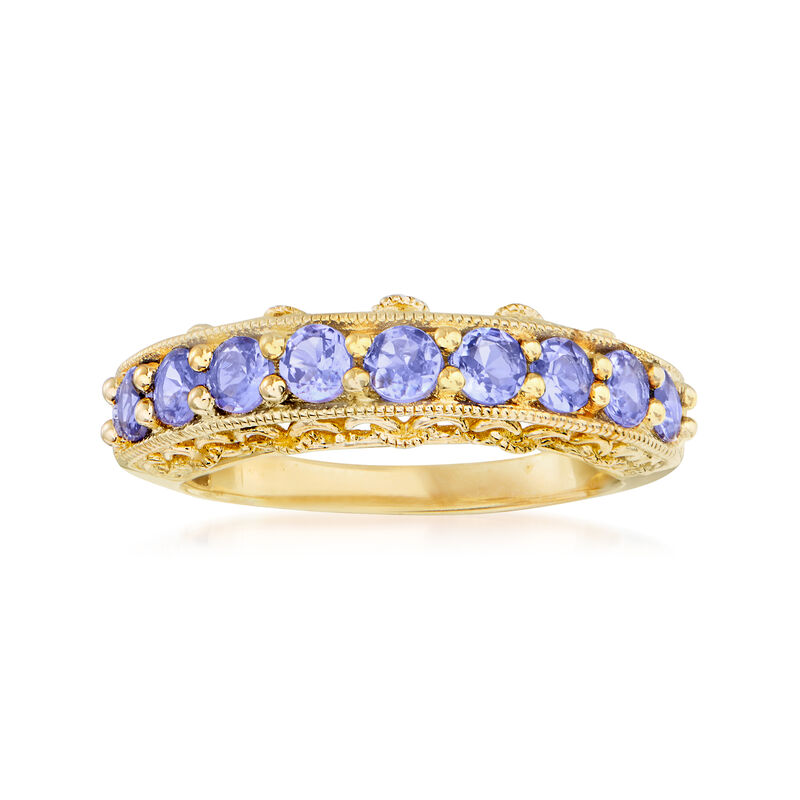 1.00 ct. t.w. Tanzanite Ring in 18kt Gold Over Sterling image number 0