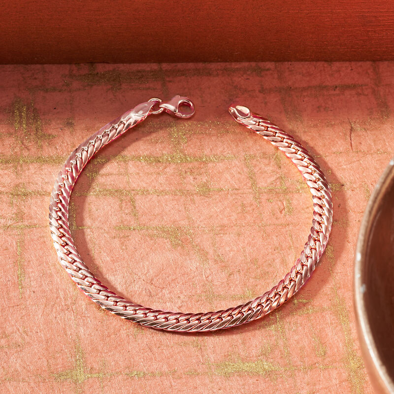 Italian 14kt Rose Gold Cuban-Link Bracelet image number 2