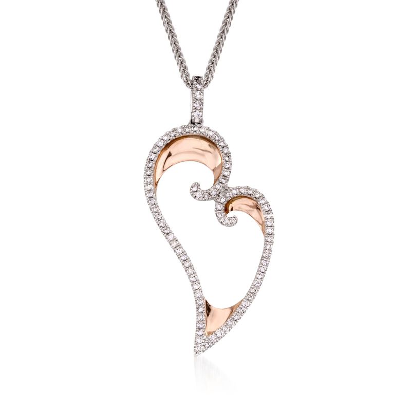 Simon G. .50 ct. t.w. Diamond Heart Pendant Necklace in 18kt Two-Tone Gold image number 0