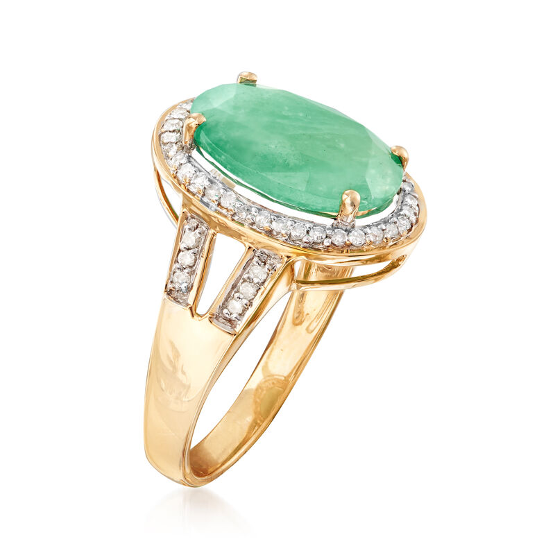 4.20 Carat Emerald Ring with .24 ct. t.w. Diamonds in 14kt Yellow Gold image number 3