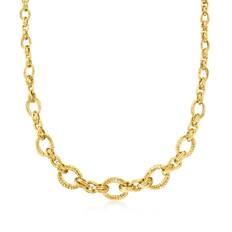 14kt Yellow Gold Double-Oval Link Necklace image number 0