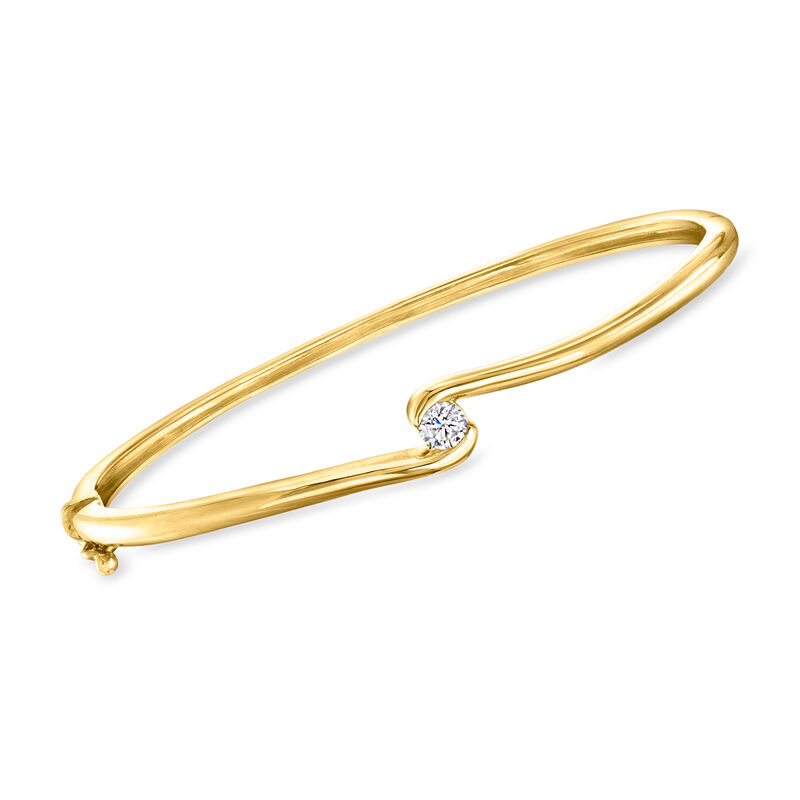 .25 Carat Lab-Grown Diamond Bypass Bangle Bracelet in 18kt Gold Vermeil image number 0