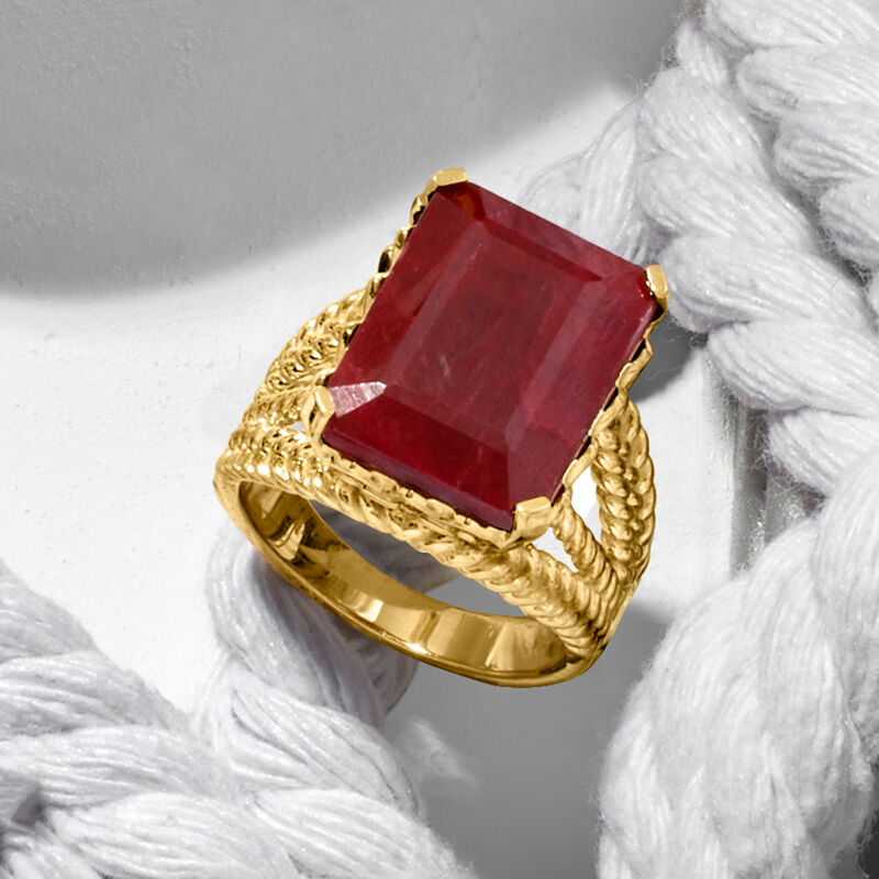 15.00 Carat Ruby Multi-Row Ring in 18kt Gold Over Sterling image number 4