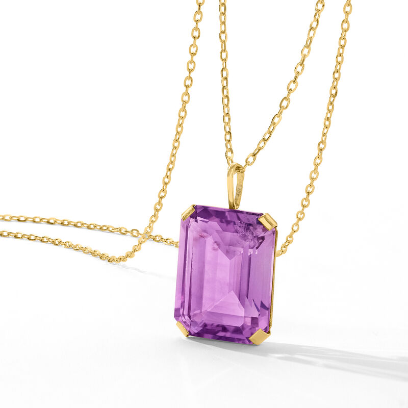10.00 Carat Amethyst Pendant Necklace in 14kt Yellow Gold. 18&quot; image number 3