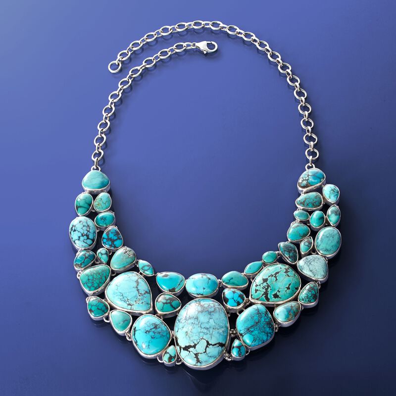 Turquoise Bib Necklace in Sterling Silver image number 2