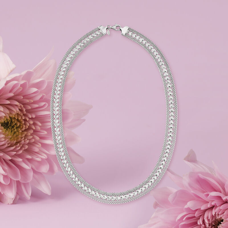 Italian Sterling Silver Heart Necklace image number 2