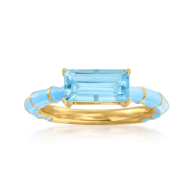 1.70 Carat Sky Blue Topaz Ring with Sky Blue Enamel in 18kt Gold Over Sterling image number 0