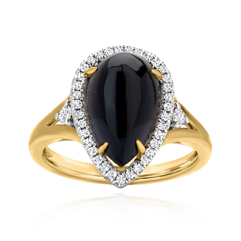 Black Coral Ring with .33 ct. t.w. Diamonds in 14kt Yellow Gold image number 0