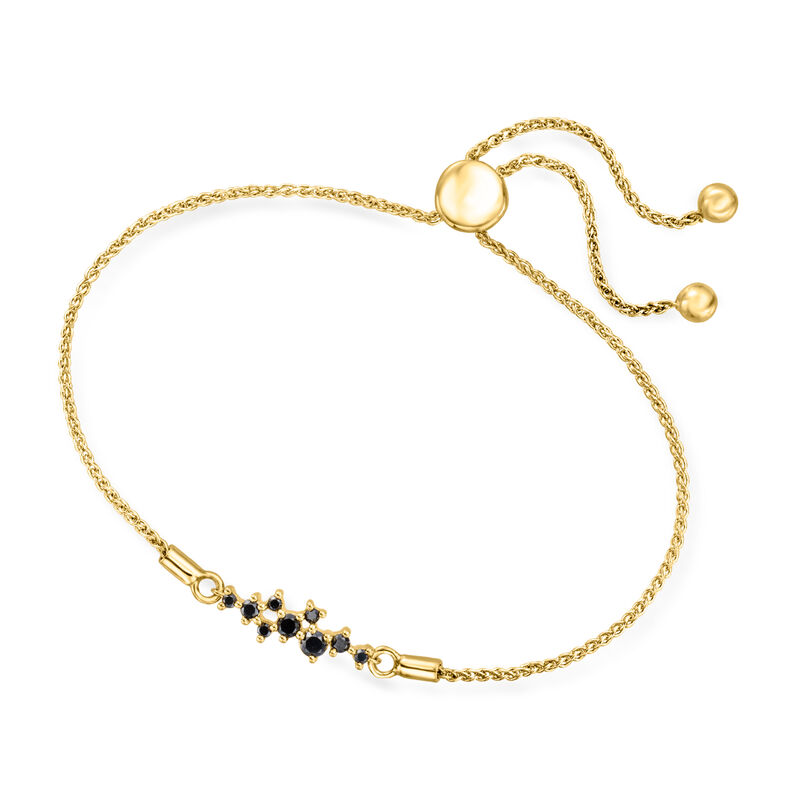 .25 ct. t.w. Scattered Black Diamond Bolo Bracelet in 14kt Yellow Gold  image number 2