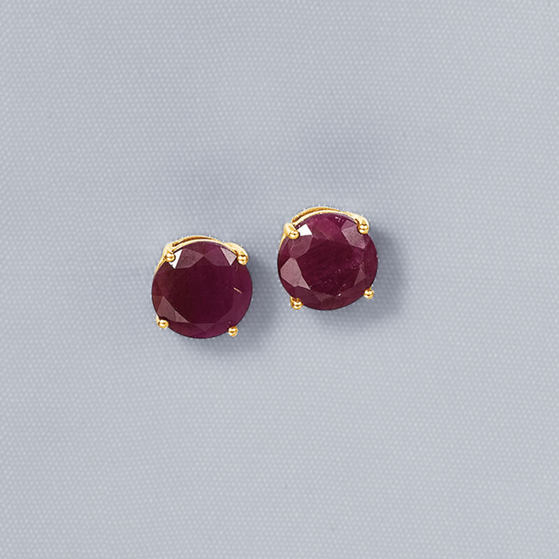 6.50 ct. t.w. Ruby Stud Earrings in 14kt Yellow Gold image number 2