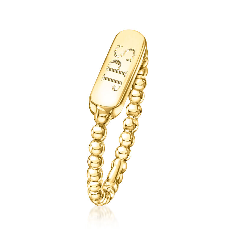 18kt Gold Vermeil Personalized Beaded Bar Ring image number 2