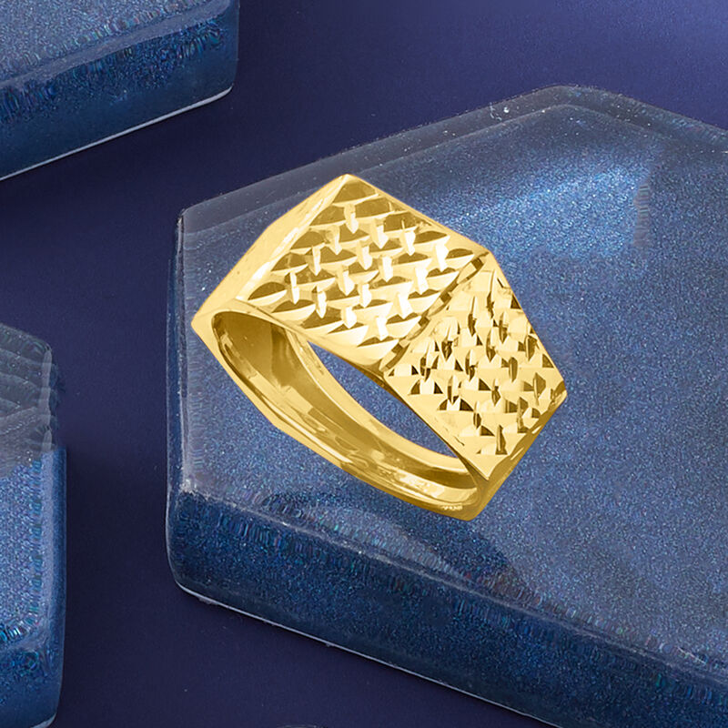 Italian 14kt Yellow Gold Diamond-Cut and Polished Ring image number 3