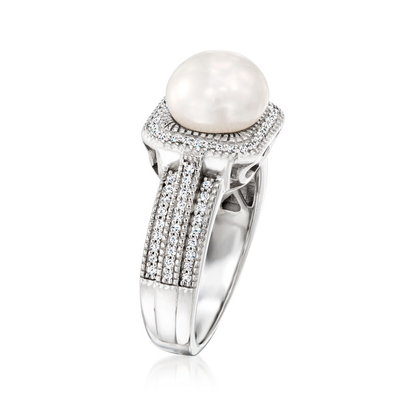 7-7.5mm Cultured Mabe Pearl and .35 ct. t.w. Diamond Ring in Sterling Silver image number 2