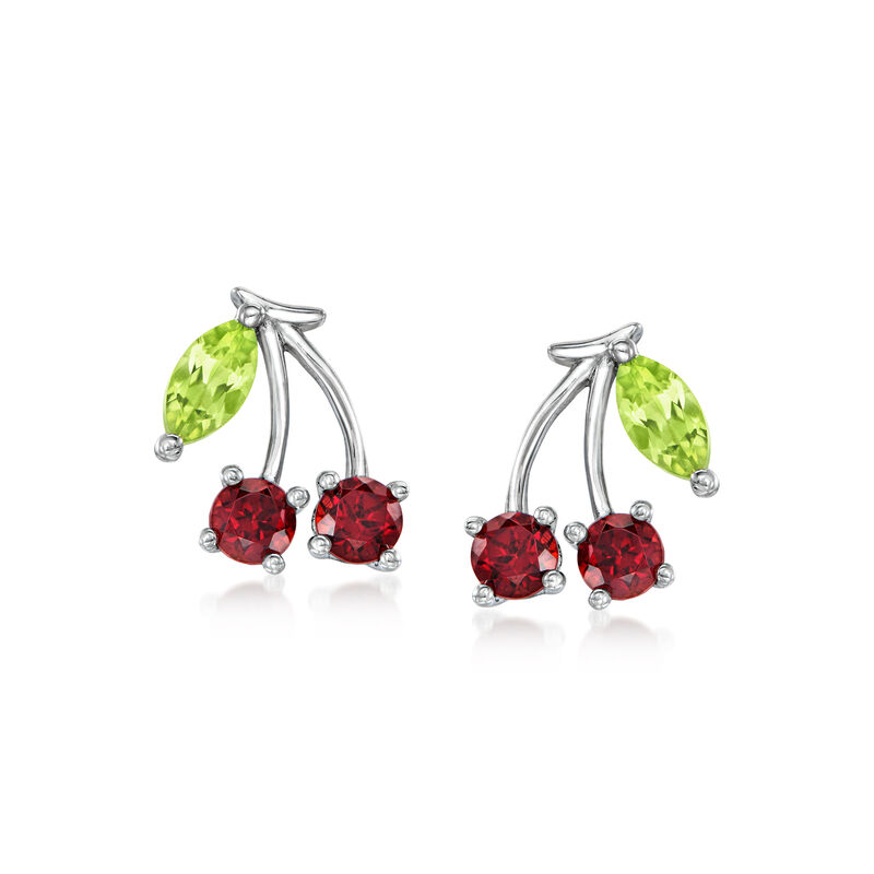 .50 ct. t.w. Garnet and .20 ct. t.w. Peridot Cherry Stud Earrings in Sterling Silver. Stud Earrings image number 0