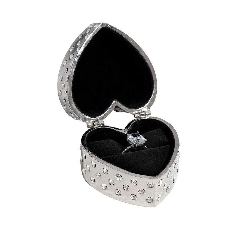 Crystamas &quot;Forever Love&quot; Crystal Platinum-Colored Heart-Shaped Ring Box image number 0