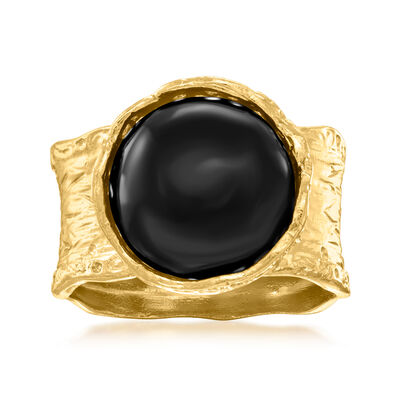 Onyx Ring in 18kt Gold Over Sterling