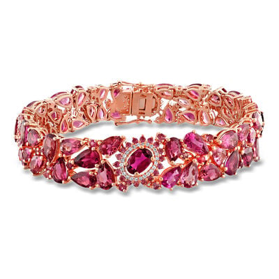 24.80 ct. t.w. Pink Tourmaline and .36 ct. t.w. Diamond Bracelet in 14kt Rose Gold