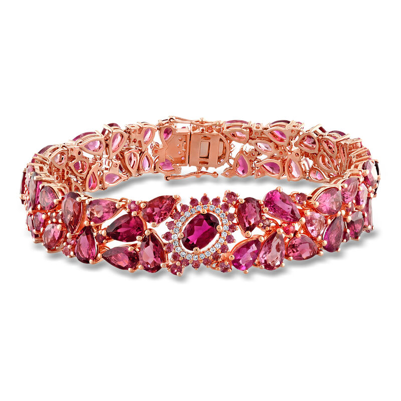 24.80 ct. t.w. Pink Tourmaline and .36 ct. t.w. Diamond Bracelet in 14kt Rose Gold. 7.25" image number 0