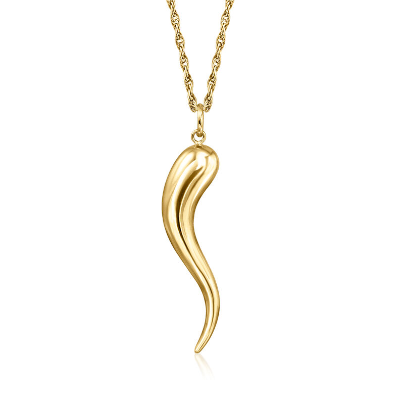 C. 1990 Vintage 14kt Yellow Gold Large Italian Horn Necklace image number 0