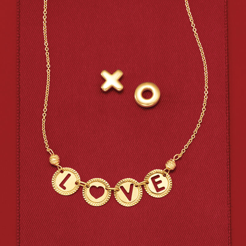 Italian 14kt Yellow Gold &quot;Love&quot; Cutout Disc Necklace image number 2