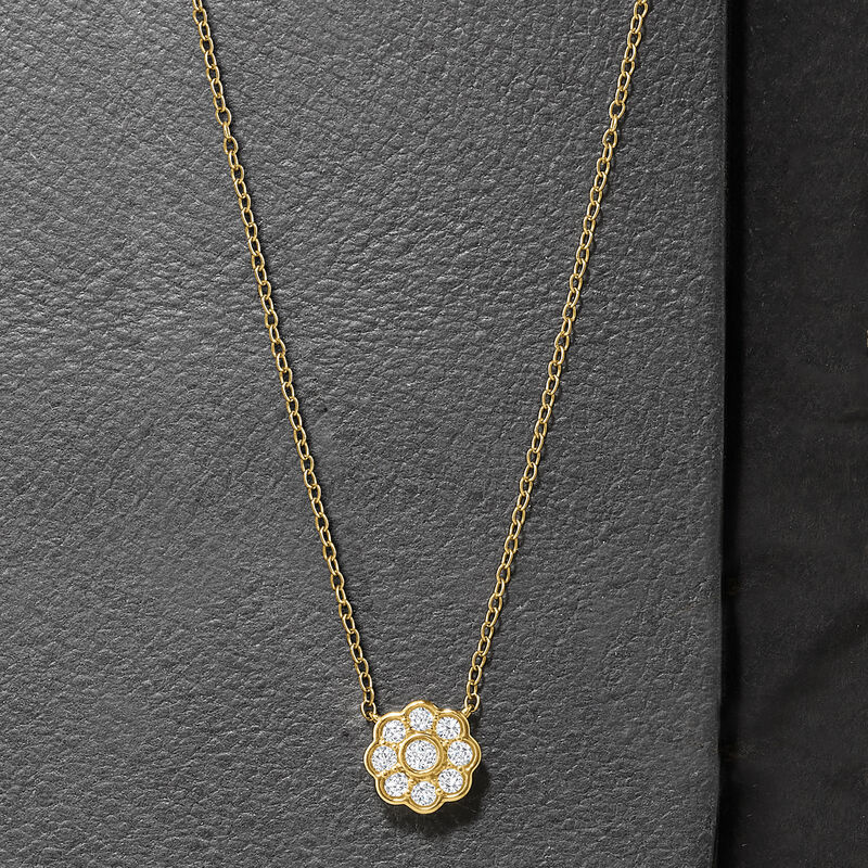 .25 ct. t.w. Diamond Floral Necklace in 14kt Yellow Gold image number 2