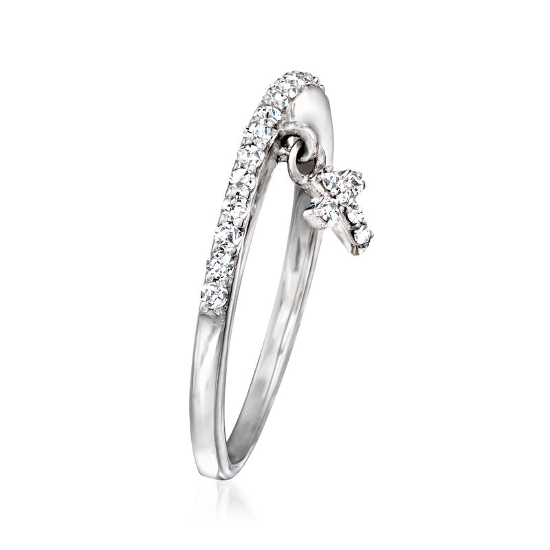 .20 ct. t.w. Diamond Cross Charm Ring in Sterling Silver. Size 5 image number 2