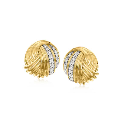 .20 ct. t.w. Diamond Knot Earrings in 18kt Gold Over Sterling