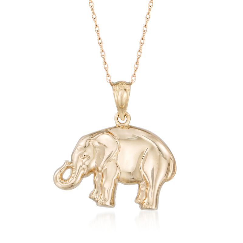 14kt Yellow Gold Elephant Pendant Necklace image number 0