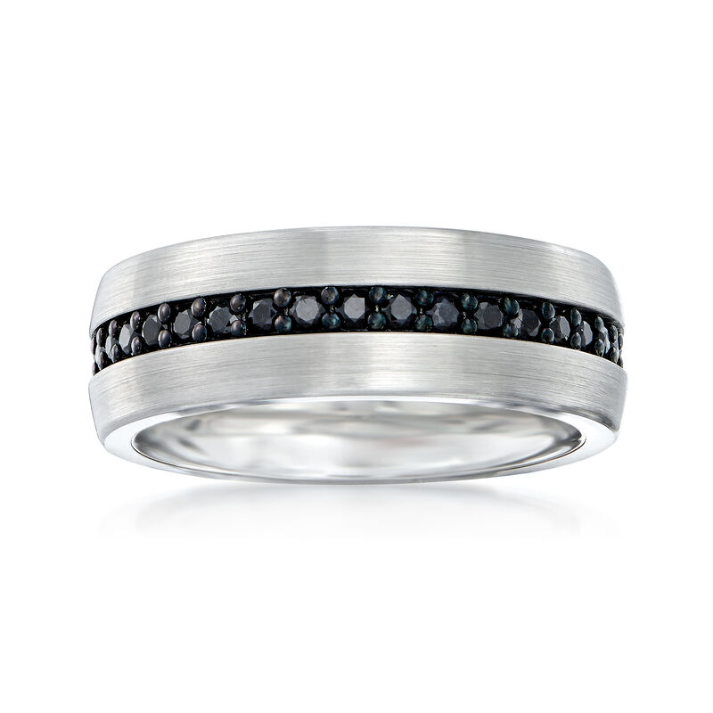 Men's 1.00 ct. t.w. Black Sapphire Eternity Wedding Band in Tungsten Carbide image number 0