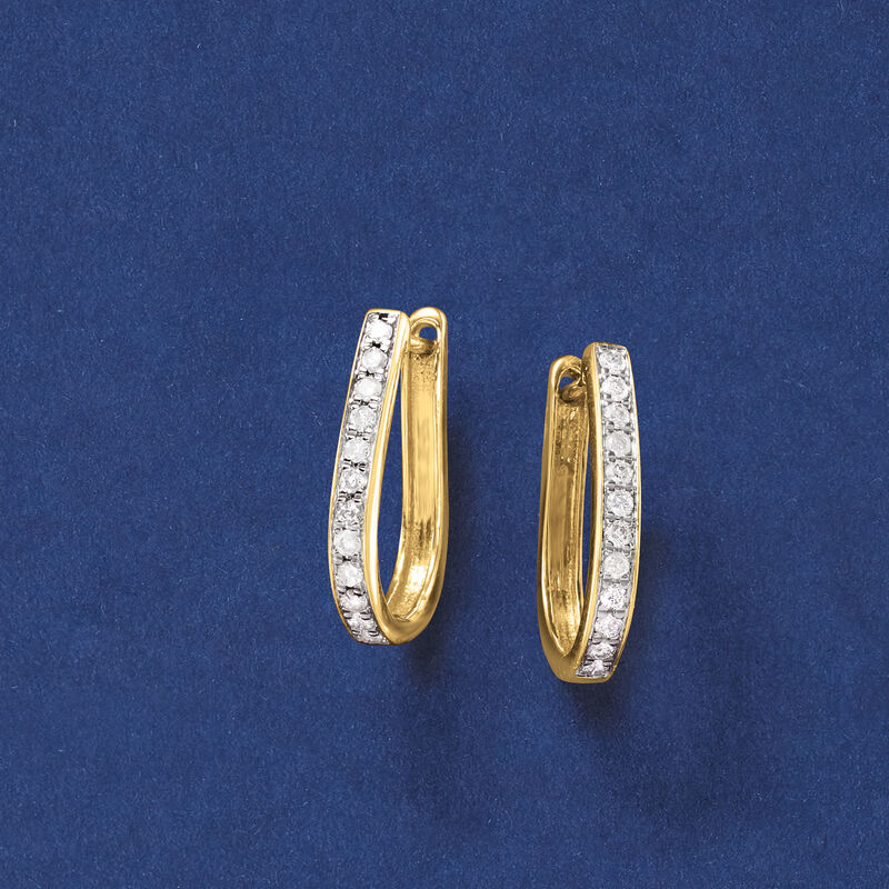 .50 ct. t.w. Diamond Oval Hoop Earrings in 18kt Gold Over Sterling. 3/4&quot; image number 2