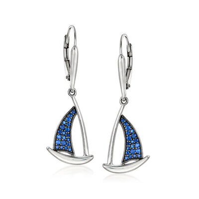 .30 ct. t.w. Sapphire Sailboat Drop Earrings in Sterling Silver