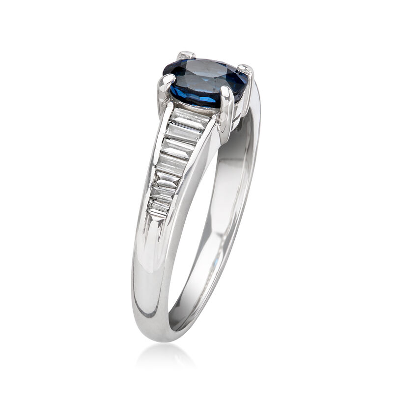C. 2000 Vintage .98 Carat Sapphire Ring with .27 ct. t.w. Diamonds in Platinum. Size 5.5 image number 2