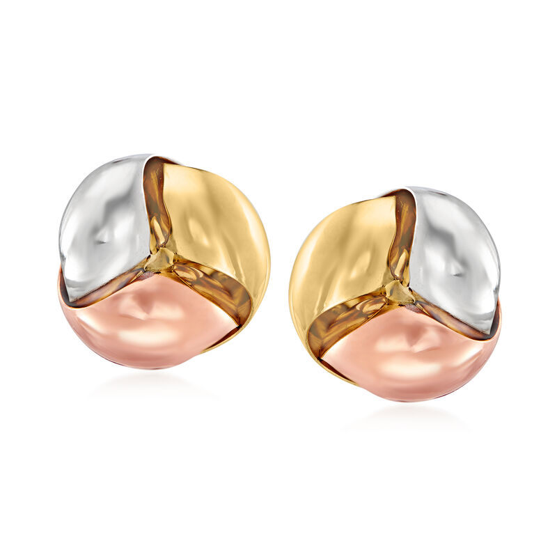 Italian 14kt Tri-Colored Gold Earrings image number 0