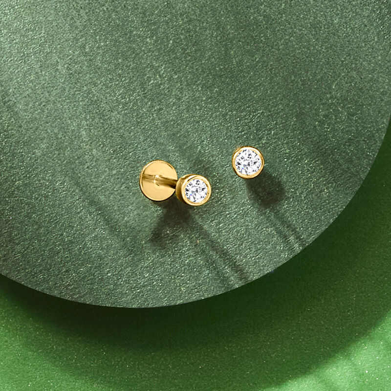 .10 ct. t.w. Bezel-Set Diamond Flat-Back Stud Earrings in 14kt Yellow Gold image number 3