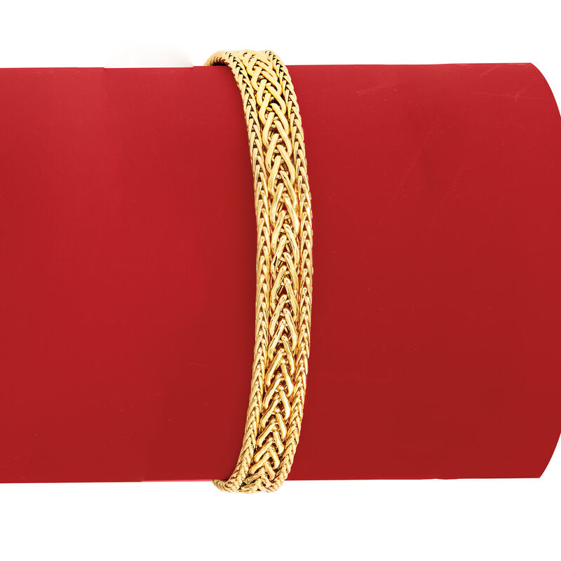 Italian 18kt Yellow Gold Three-Row Flat Wheat-Link Bracelet image number 3