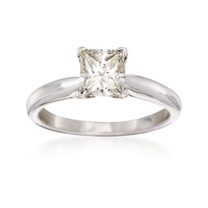 C. 2000 Vintage 1.00 Carat Princess-Cut Diamond Solitaire Engagement Ring in 14kt White Gold image number 0