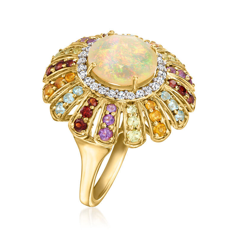 Opal and 1.60 ct. t.w. Multi-Gemstone Ring in 18kt Gold Over Sterling image number 2