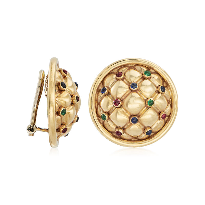 C. 1980 Vintage Chaumet .95 ct. t.w. Multi-Gemstone Clip-On Earrings in 18kt Yellow Gold image number 2