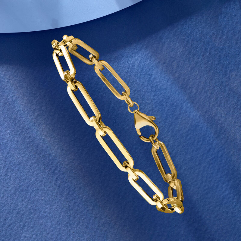 Italian 14kt Yellow Gold Paper Clip Link Bracelet image number 3