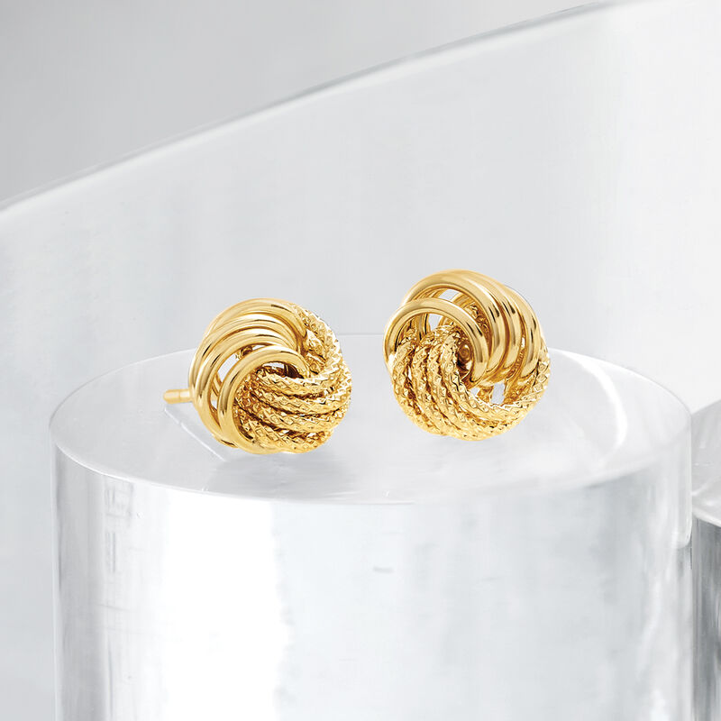 Italian 14kt Yellow Gold Love Knot Stud Earrings image number 2