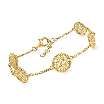 18kt Gold Over Sterling Filigree Circle Station Bracelet