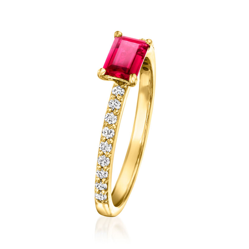 .60 Carat Lab-Grown Ruby Ring with .20 ct. t.w. Lab-Grown Diamonds in 18kt Gold Vermeil image number 2