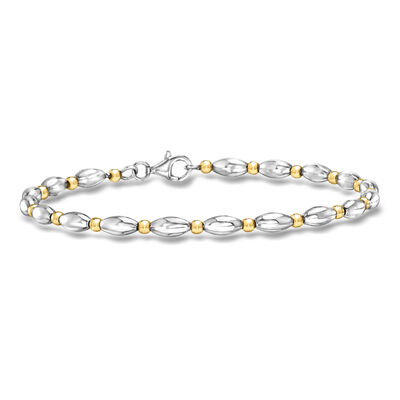 18kt Gold Over Sterling and Sterling Silver Link Bracelet