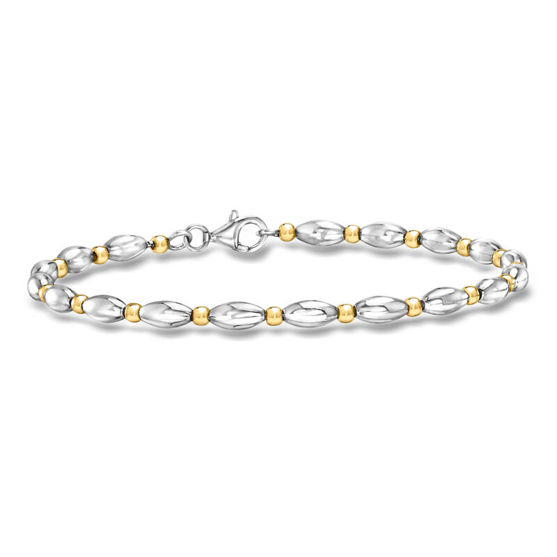 18kt Gold Over Sterling and Sterling Silver Link Bracelet image number 0